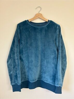 GAIAM Teal Blue Plush Fleece Crewneck Sweatshirt Soft Lounge Sweater Small⁠